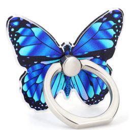 KolorFish Universal Painted Butterfly Mobile Phone Ring Holder Finger Ring Grip Stand 360° Rotation 180° Flip Kickstand Compatible with All Smartphones - Blue-image-96