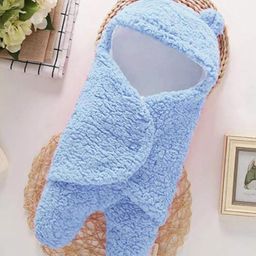 Babyzone Baby Hooded Solid Color Soft Wearable Blanket - Blue-image-16