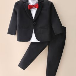 Robo Fry Full Sleeves Solid Colour 3 Pieces Party Suit - Black-picture-13