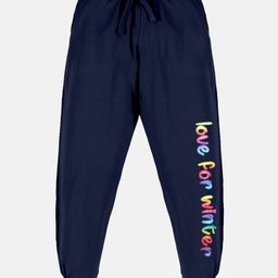 Kiddopanti Love For Winter Text Printed Track Pant - Navy Blue-image-24