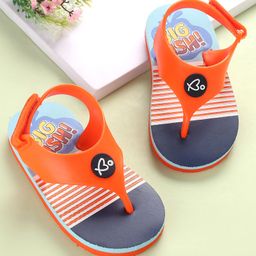 Babyoye Flip Flops with Velcro Closure Stripe Print- Orange-image-24