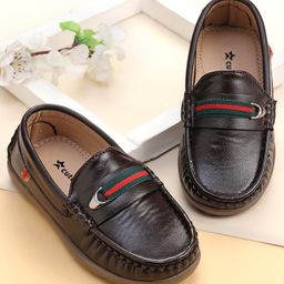 Cute Walk by Babyhug Slip On Loafer Shoes with Belt Detailing - Dark Brown-image-99