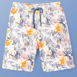 Pine Kids Above Knee Length Shorts With Leafy Print - Off White-image-80