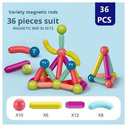 ADKD Premium Magnetic Building Sticks 36 Pieces Toy for Kids | Activity & Education Blocks Toy for Toddlers & Kids | Montessori Learning & Construction Toys- Multicolor-20