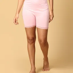 The Mom Store Cotton Solid High Waist Maternity Shorts -Rose Pink-picture-8