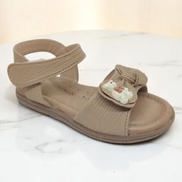 Lil Lollipop Teddy Bear Designed Bow Applique Detailed Sandals - Brown-image-62