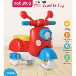 Babyhug Friction Powered Mini Scooter Toy for Early Developmental Skills - Red image 2