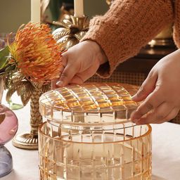 Pure Home and Living Gold-Toned Ombre Cut Glass Box With Cover-55