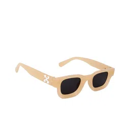 PELLE LUXUR Unisex Black Lens & Brown Rectangle Sunglasses with-picture-36