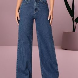 RIVI Women Comfort Wide Leg High-Rise Acid Wash Stretchable Jeans-image-59