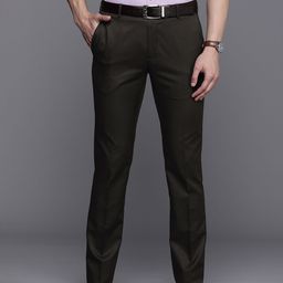 Raymond Men Checked Slim Fit Formal Trousers-image-95