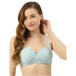 Leading Lady Moulded Padded Lycra Full Coverage Printed Bra - Blue-picture-21