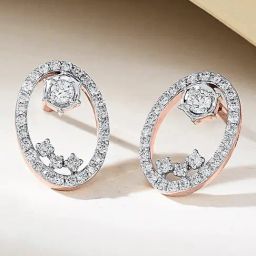 P.N.Gadgil Jewellers Ethereal Oval 18 kt Rose Gold Stud Diamond Earring For Woman-image-76