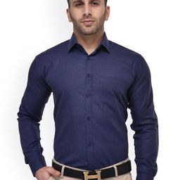 Hangup Men Navy Blue Regular Fit Solid Formal Shirt-image-48