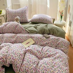 JC HOME Green & White Solid Polycotton 4 Piece Double Extra Large Regular Bedding Set-2