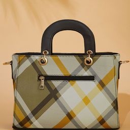 FARGO Geometric Checked PU Bucket Handheld Bag image 4