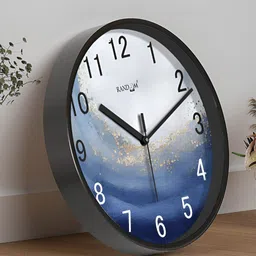 RANDOM Black & Blue Printed Contemporary Analogue Round Wall Clock-image-50