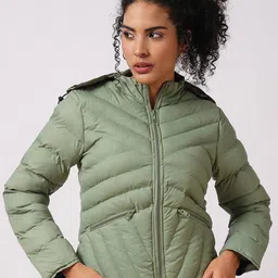 Globus Women Hooded Solid Casual Puffer Reversible Jacket-21