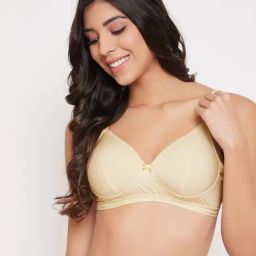 Clovia Light Yellow Non Wired Padded T Shirt Bra-image-4