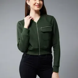 DOLCE CRUDO Green Relaxed Fit Crop Jacket-47