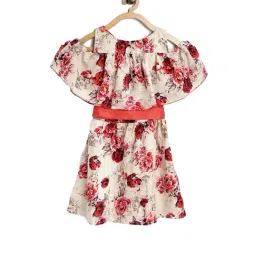 StyleStone Kids Cream Floral Print Dress with Belt-image-71