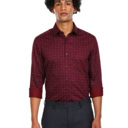 Arrow Maroon Cotton Regular Fit Printed Shirt-picture-20