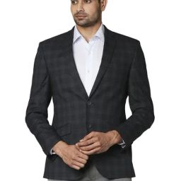 Park Avenue Black Super Slim Fit Checks Blazers-image-21
