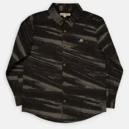 Angel & Rocket Kids Black & Green Cotton Printed Full Sleeves Shirt-image-45