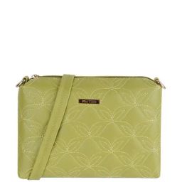 Metro Green Synthetic Textured Sling Handbag-1