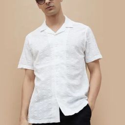 Code By Lifestyle White Regular Fit Striped Shirt-image-80