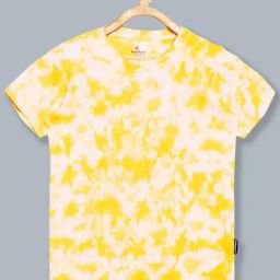 Kiddopanti Kids Yellow & White Cotton Over Dyed T-Shirt-picture-48