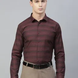ManQ Maroon Regular Fit Striped Shirt-image-40