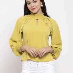 KASSUALLY Yellow Embellished Top-17