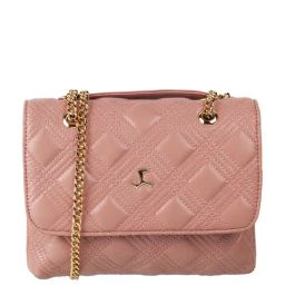 Mochi Peach Synthetic Quilted Sling Handbag-2