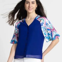 SHAYE Blue Printed Top-image-42