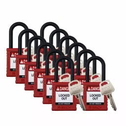 BRADY Padlock with 12 Keys Nylon Red, 793EE5 (Set of 12 Pcs)-picture-25