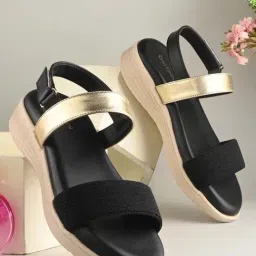Clog London Women's Black Back Strap Wedges-image-17