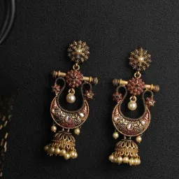 Priyaasi Kundan Studded Meenakari Earring-image-35