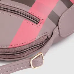 Baggit Mauve Striped Structured Sling Bag image 5