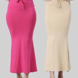 TWIN BIRDS Pink & Beige Plain Saree Shapewear - Pack Of 2-image-74