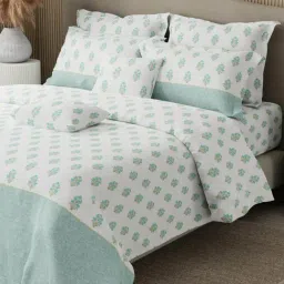 Boutique Living Royal Essence Blue & White Cotton King Bedsheet with 4 Pillow & 2 Cushion Covers-picture-42