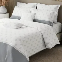 Boutique Living Royal Essence Grey & White Cotton King Bedsheet with 4 Pillow & 2 Cushion Covers-picture-40