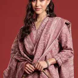 Anouk Women Floral Printed Mirror Work Kurta With Trousers & Dupatta-12