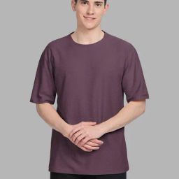 Bullmer Burgundy Loose Fit Casual T-Shirt-picture-42