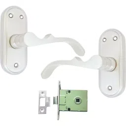 Atom Stainless Steel, Zinc Alloy Silver Door Handle Lock Set, VenusSS.210-41