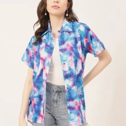 Moomaya Blue & White Tie - Dye Shirt-image-6