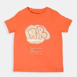 Angel & Rocket Kids Orange Cotton Printed T-Shirt-image-12