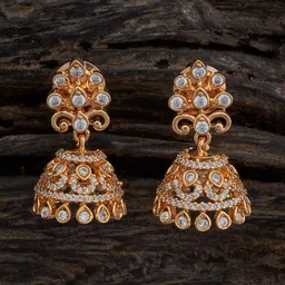 Kushal's Fashion Jewellery Gold-Plated Copper Cubic Zirconia Dome Shaped Jhumkas Earrings-35