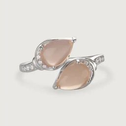 Mia by Tanishq 92.5 Sterling Silver Peach Chalcedony Ring-image-1