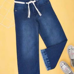 Pantaloons Junior Kids Dark Blue Cotton Flared Fit Full Sleeves Jeans-image-2